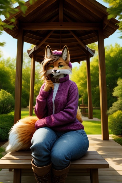 A Pink Down Jacket With A Fluffy Collar, Add Detail, Beanie Furry AI Porn