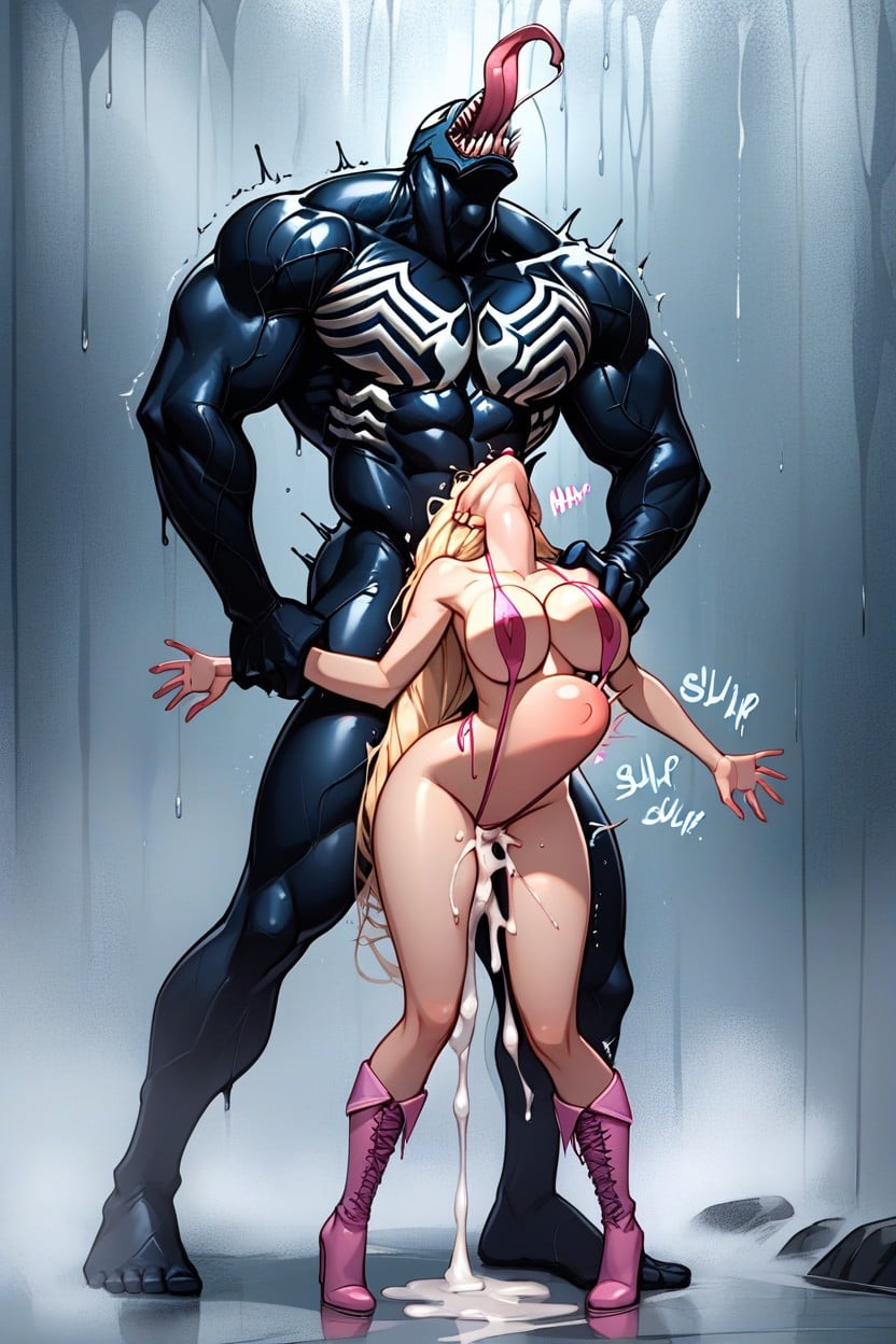 Stomach Bulge, Her Feet Touching Each Other, Head Thrown Back AI Porn