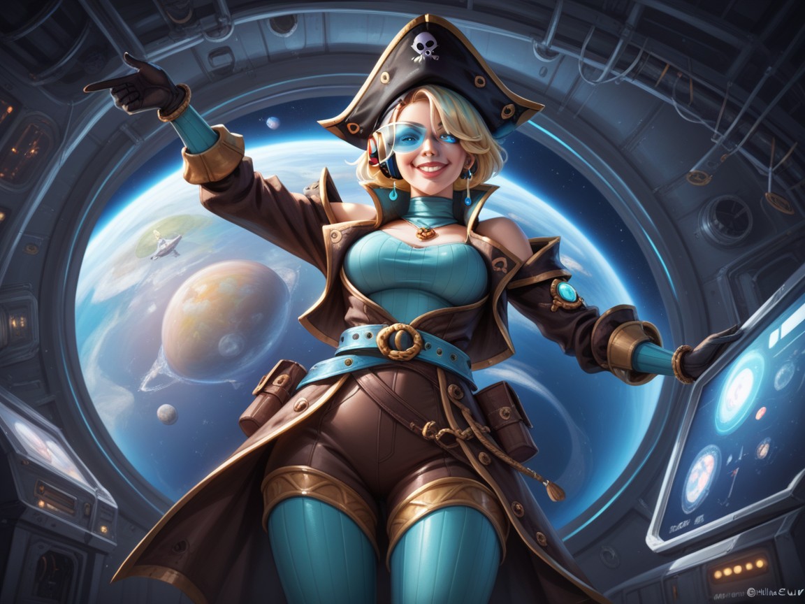 Pixie Cut, Space Pirate Woman, Rounded Hips Hentai AI Porn