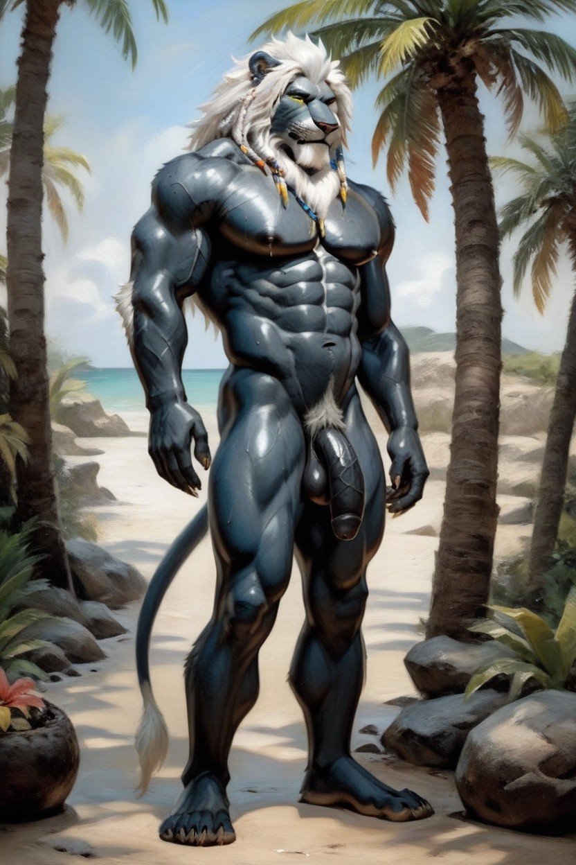 Whitemane, Naked, Yellow Eyes Bodybuilder AI Gay Porn