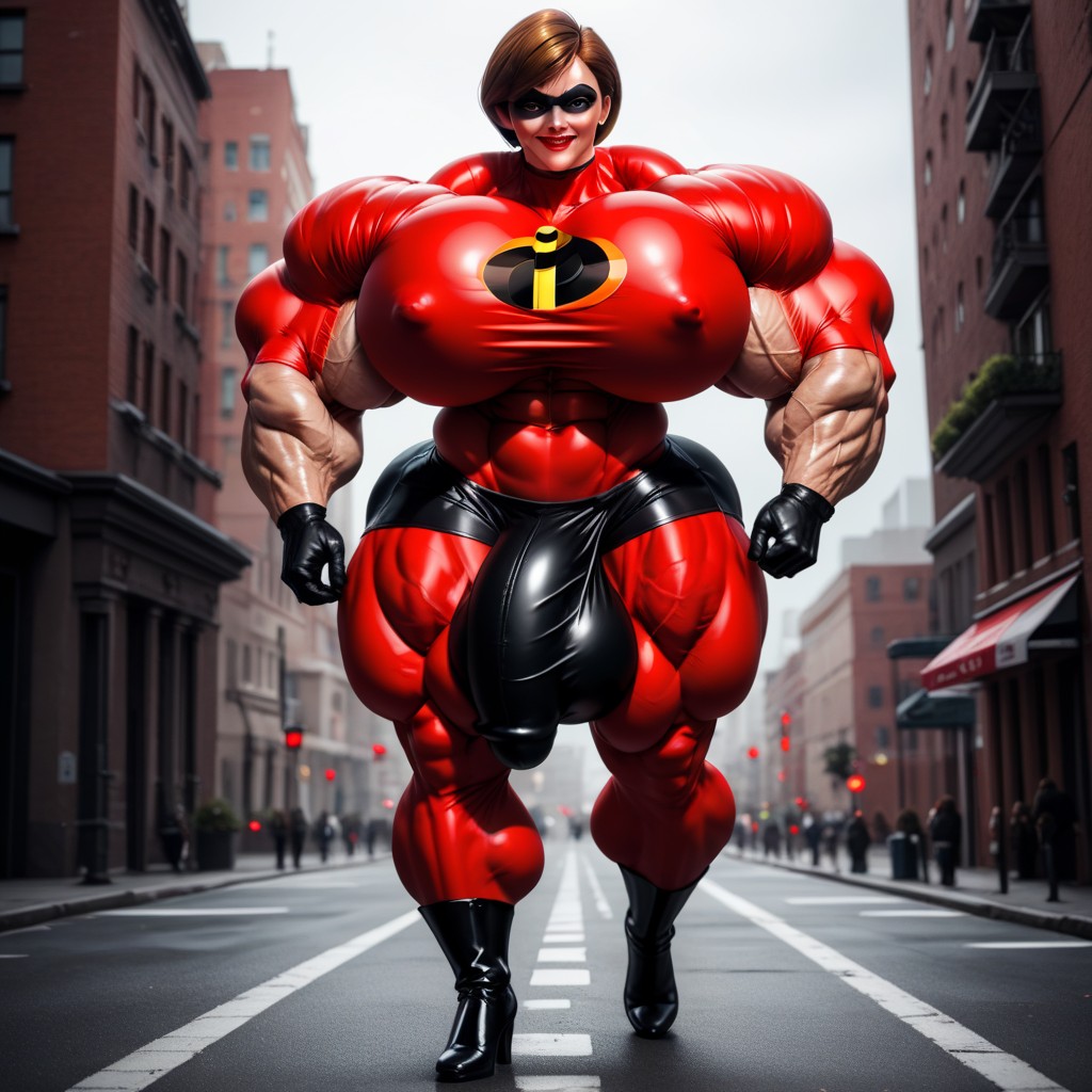 Black Gloves, The Incredibles, Hyper Gigantic Massive Testicles Shemale AI Porn