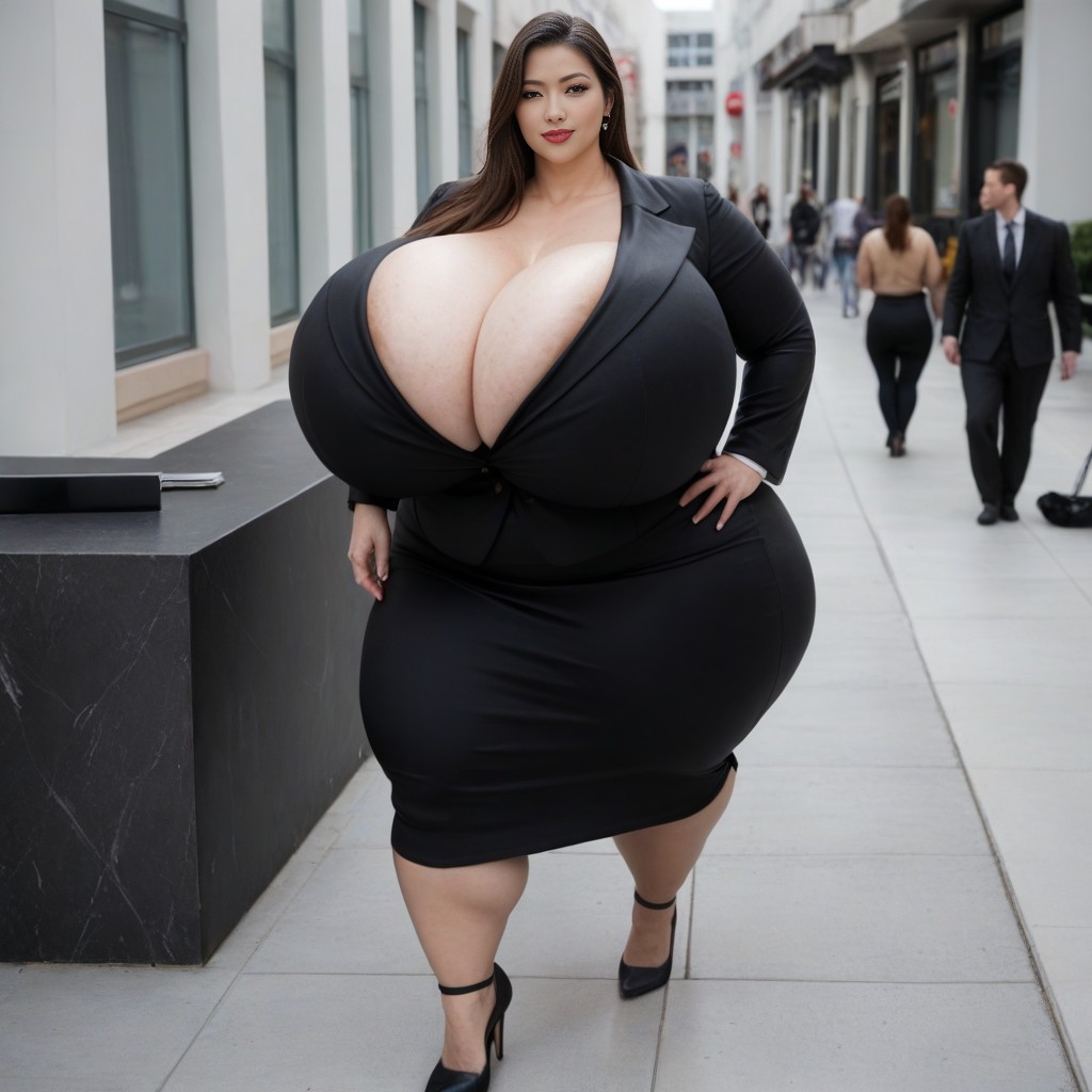 Looking At Viewer, 1 Person, Extreme Huge Massive Hyper Breasts AI Porn