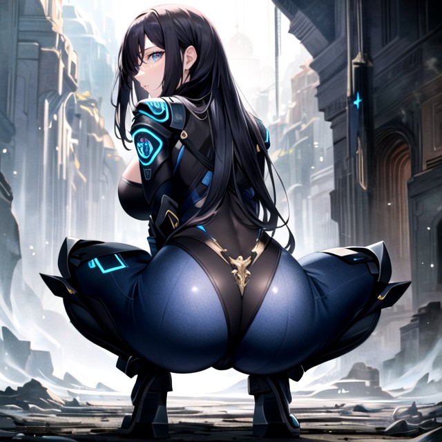 Squatting, Warm Lighting, Highly Detailed Hentai AI Porn
