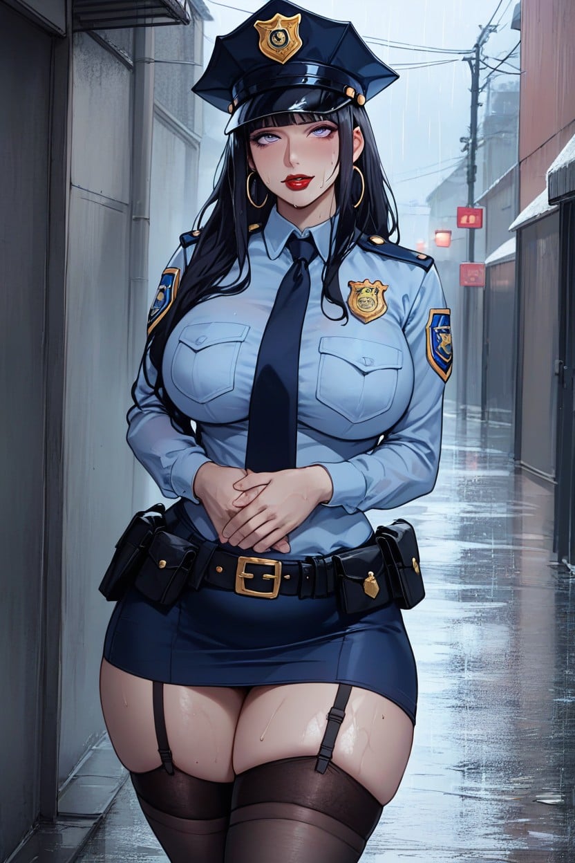 Soft Skin, Police Uniform, Small Breast AI Porn