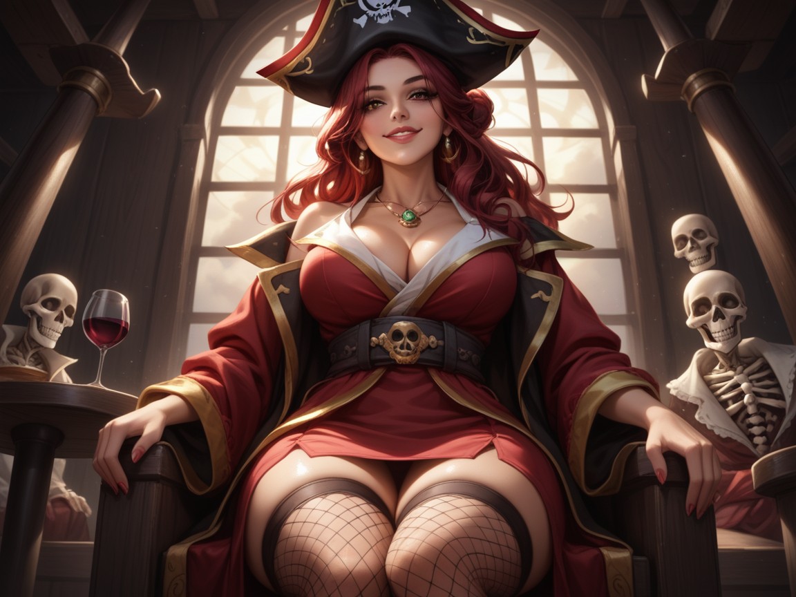 Skeletons In Background, 1 Person, Red Bikini Top Hentai AI Porn