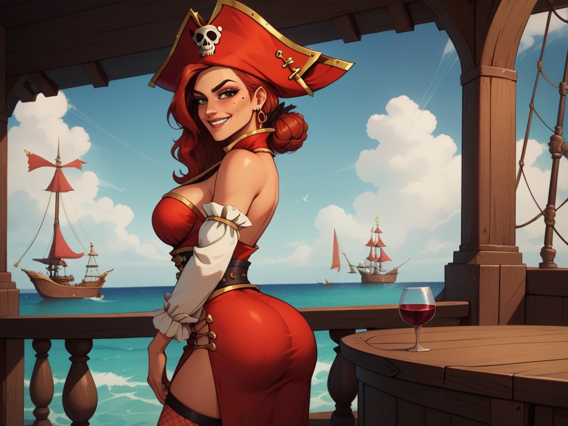 Pirate Crown, Snatched Waist, Touching Face AI Porn