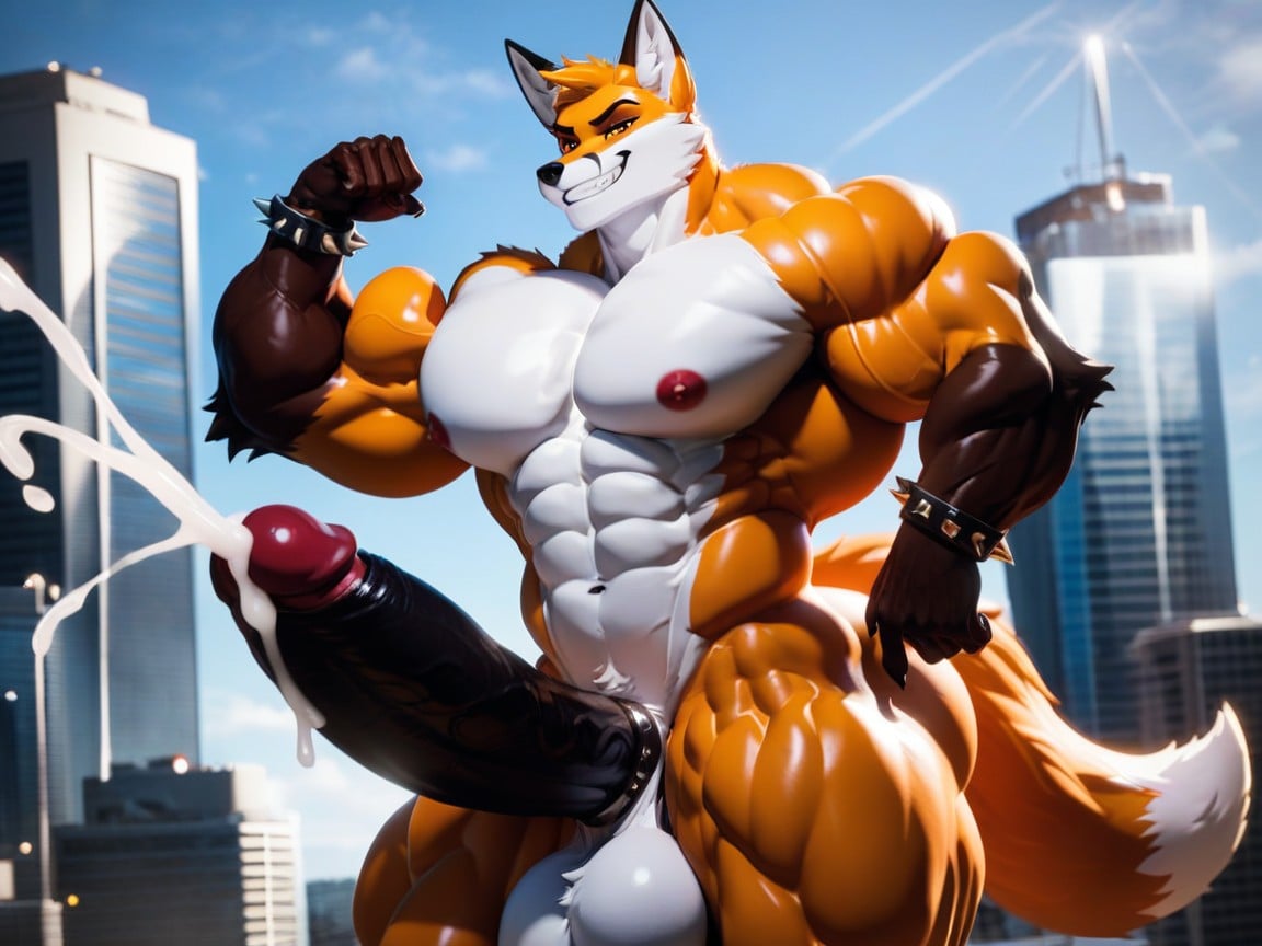 Face Detailed, City, Hyper Muscle Furry AI Porn