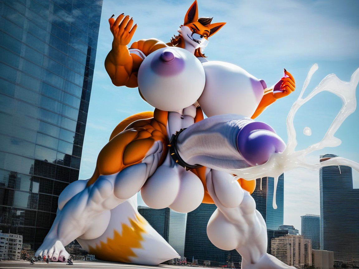 Smug Expression, Thick Cock, Abs Furry AI Porn