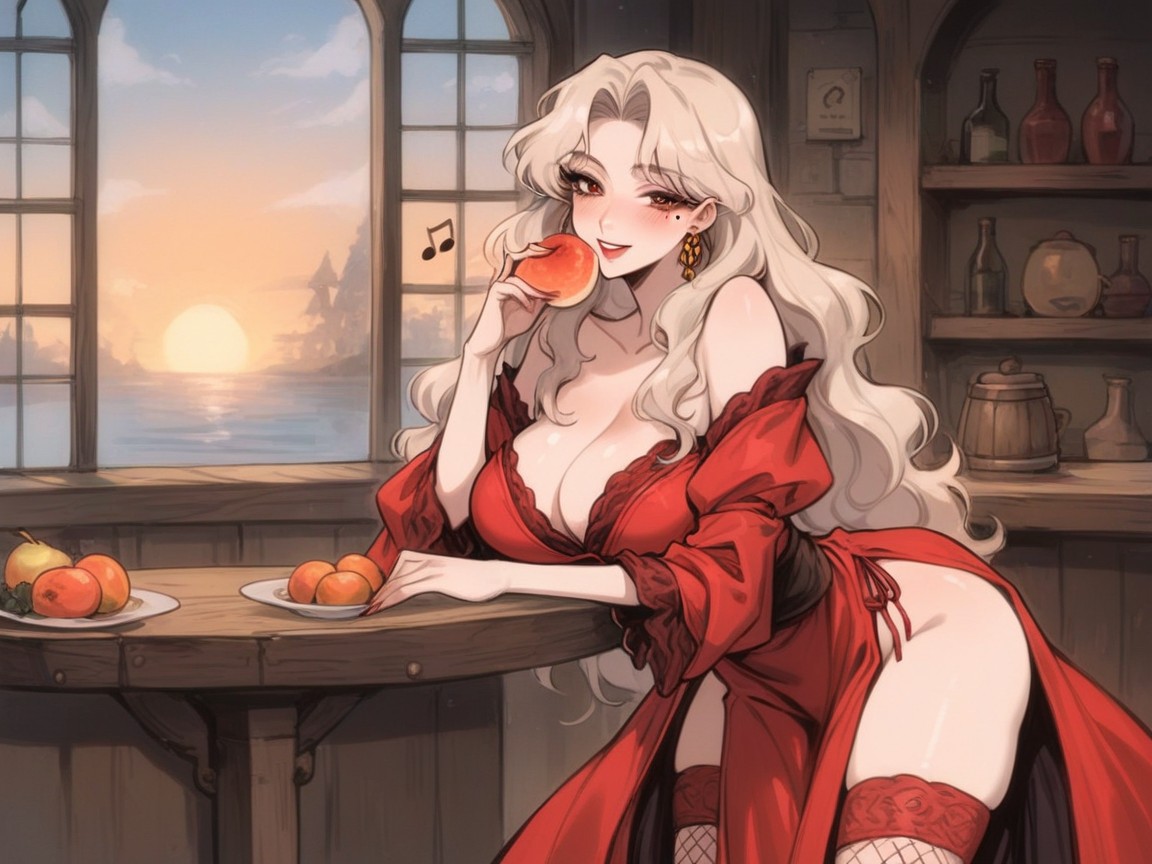 Red Bikini Top, Makeup, Oval Face Hentai AI Porn