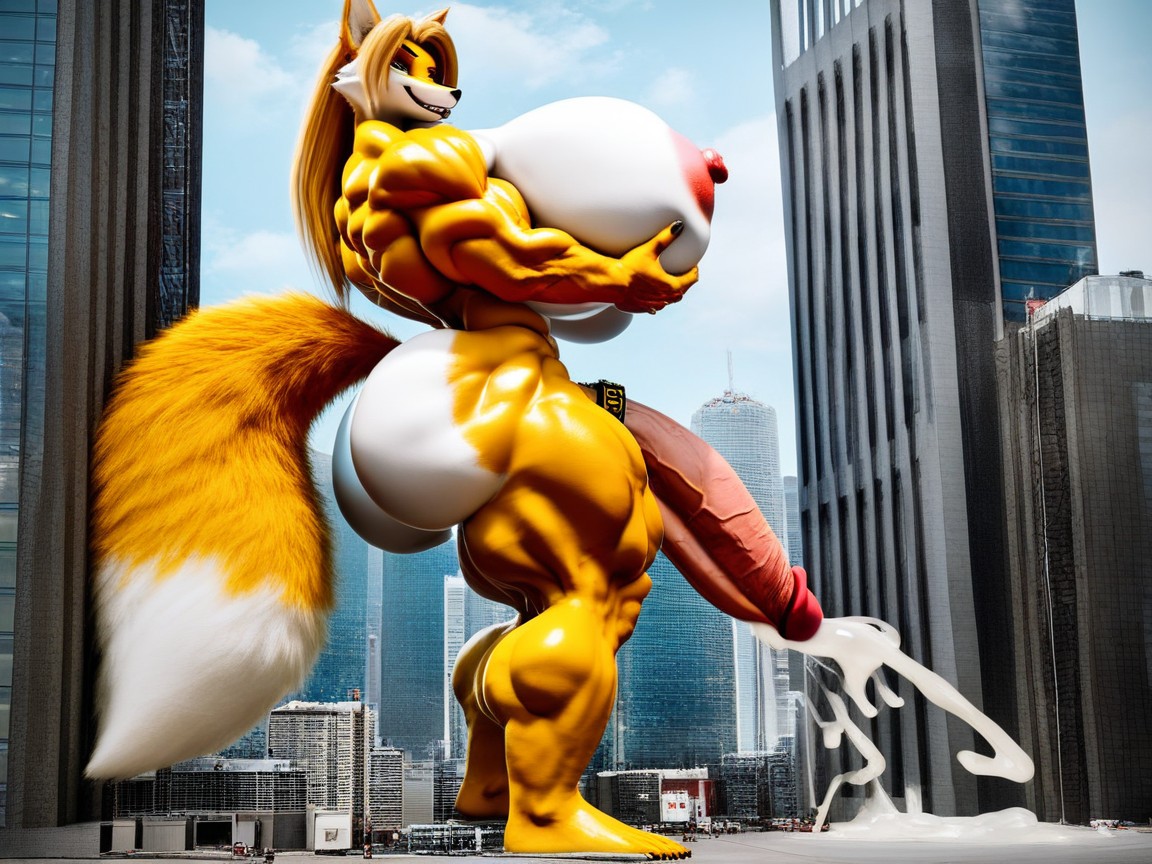 Face Detailed, Naked, Hyper Muscular Furry AI Porn
