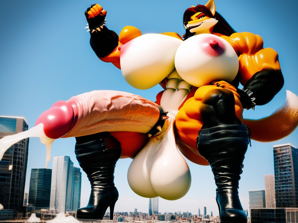 Abs, Thick Cock, Holding Cock Furry AI Porn