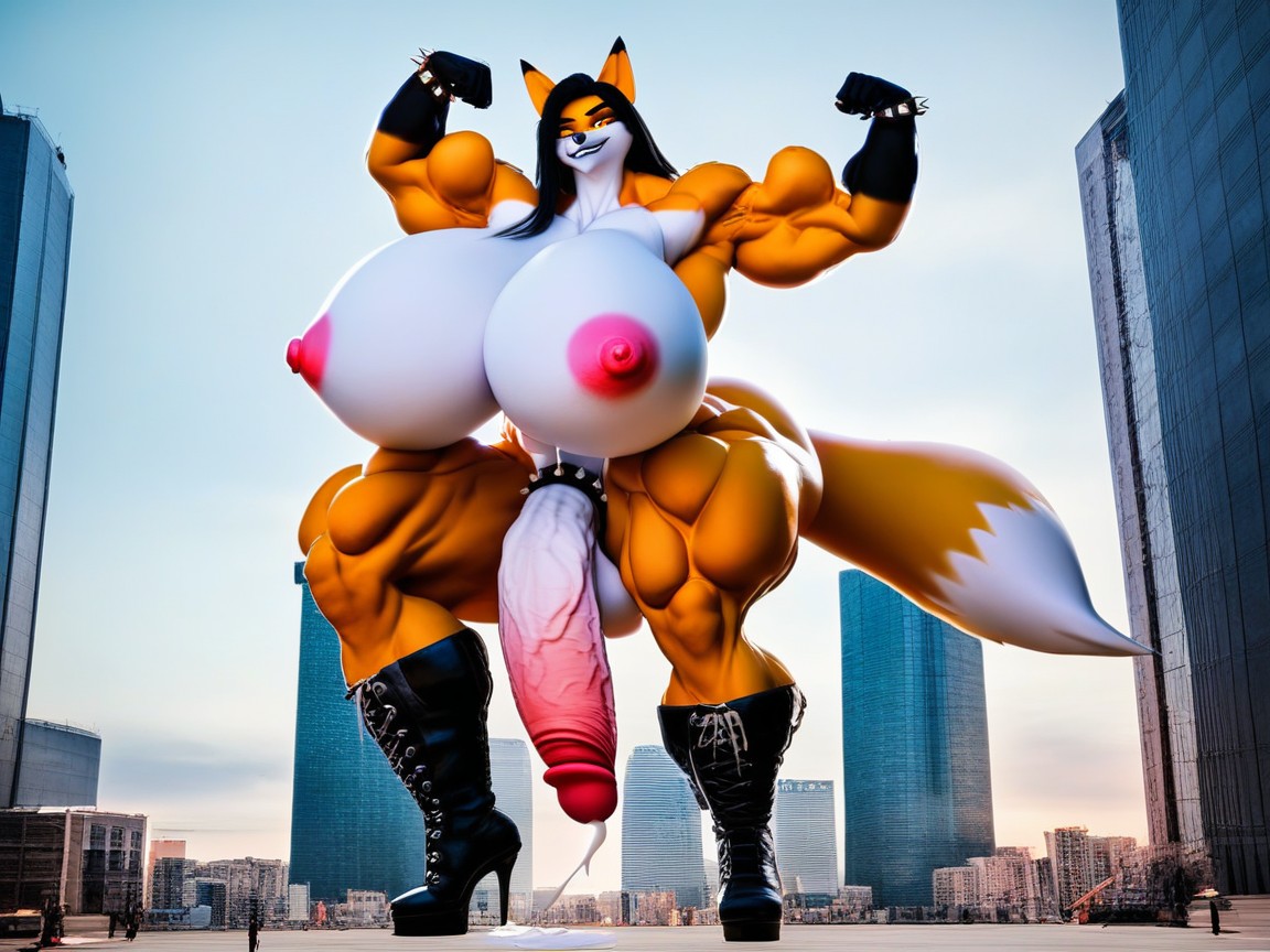 Toned, Ultra Muscular, Bodybuilder Furry AI Porn