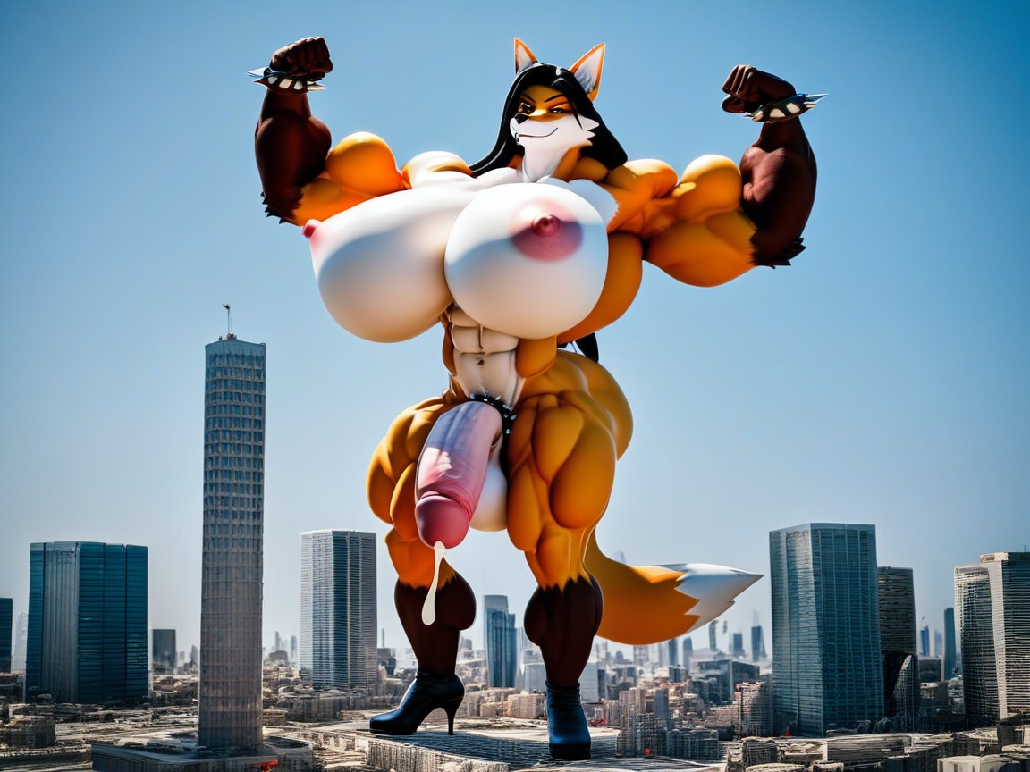 Fox, Muscle Shoulders, Extremely Long Cock Furry AI Porn