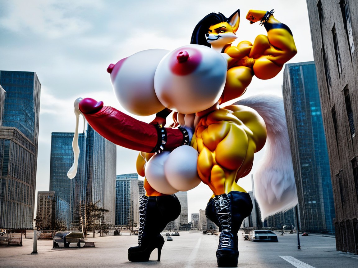 Futa Domination, Breast Expansion, Female Anthro Fox Furry AI Porn