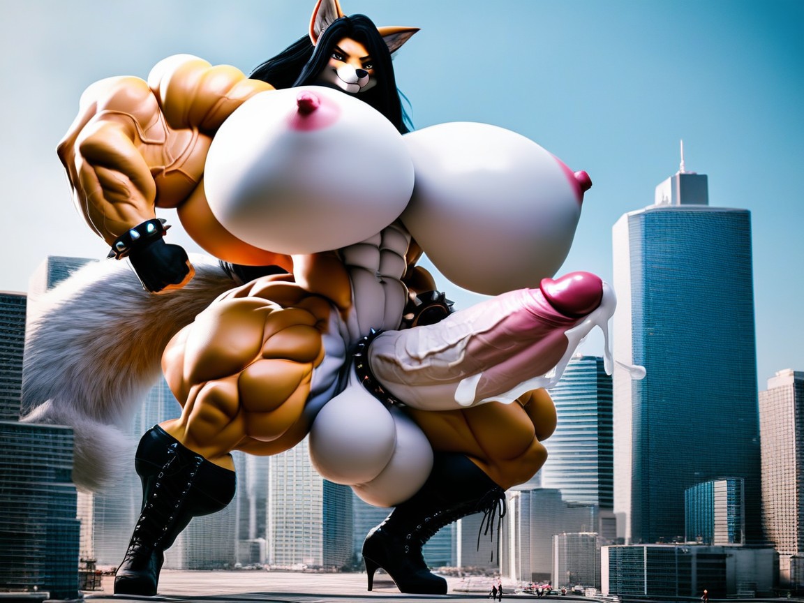 Hyper Muscles, Thick Thighs, Hyper Muscular Furry AI Porn