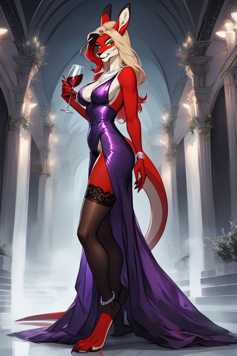 Thong, Red Hair, Black Eyeliner Furry AI Porn