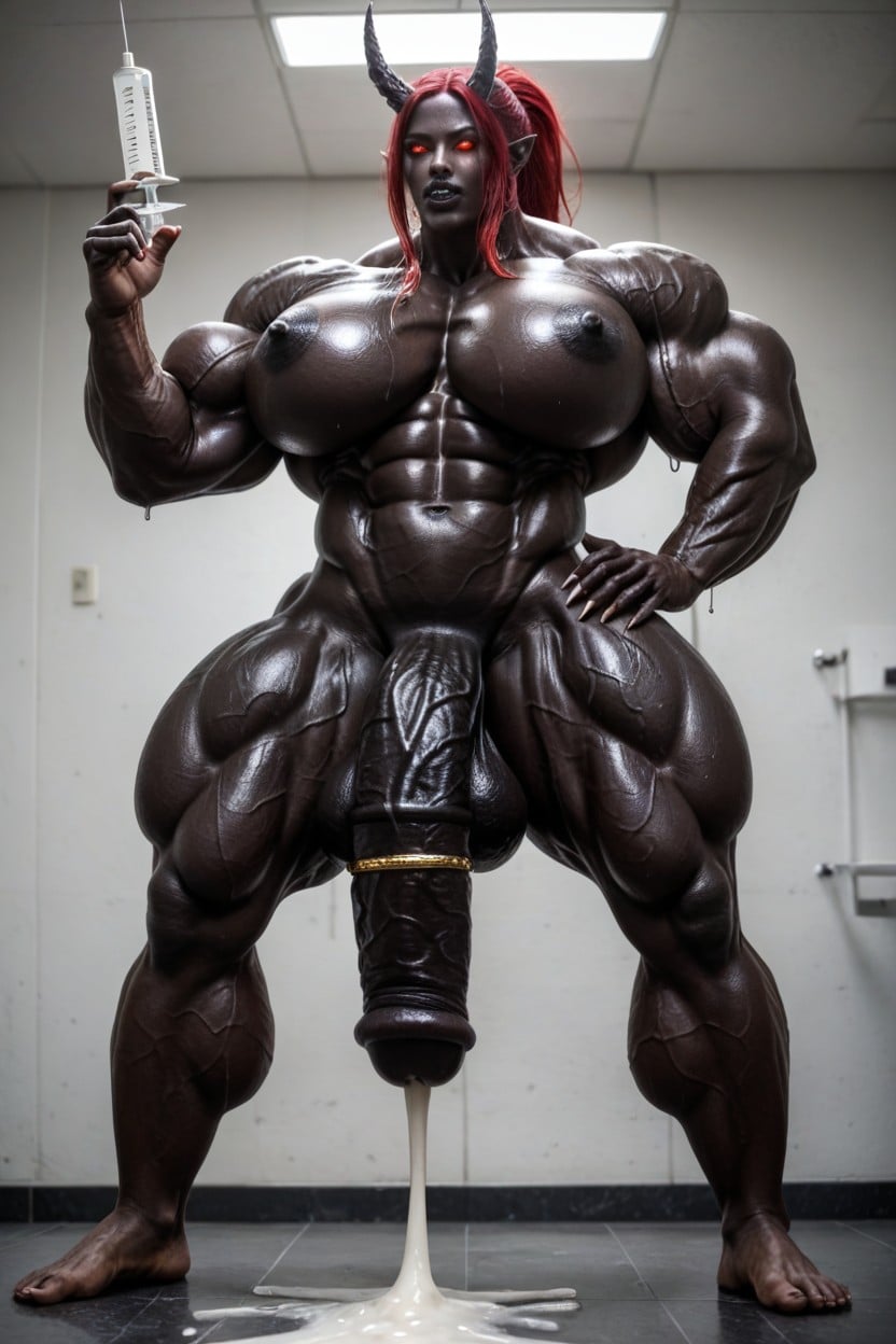 Black Skin, Long Foreskin, Gold Cock Ring Shemale AI Porn
