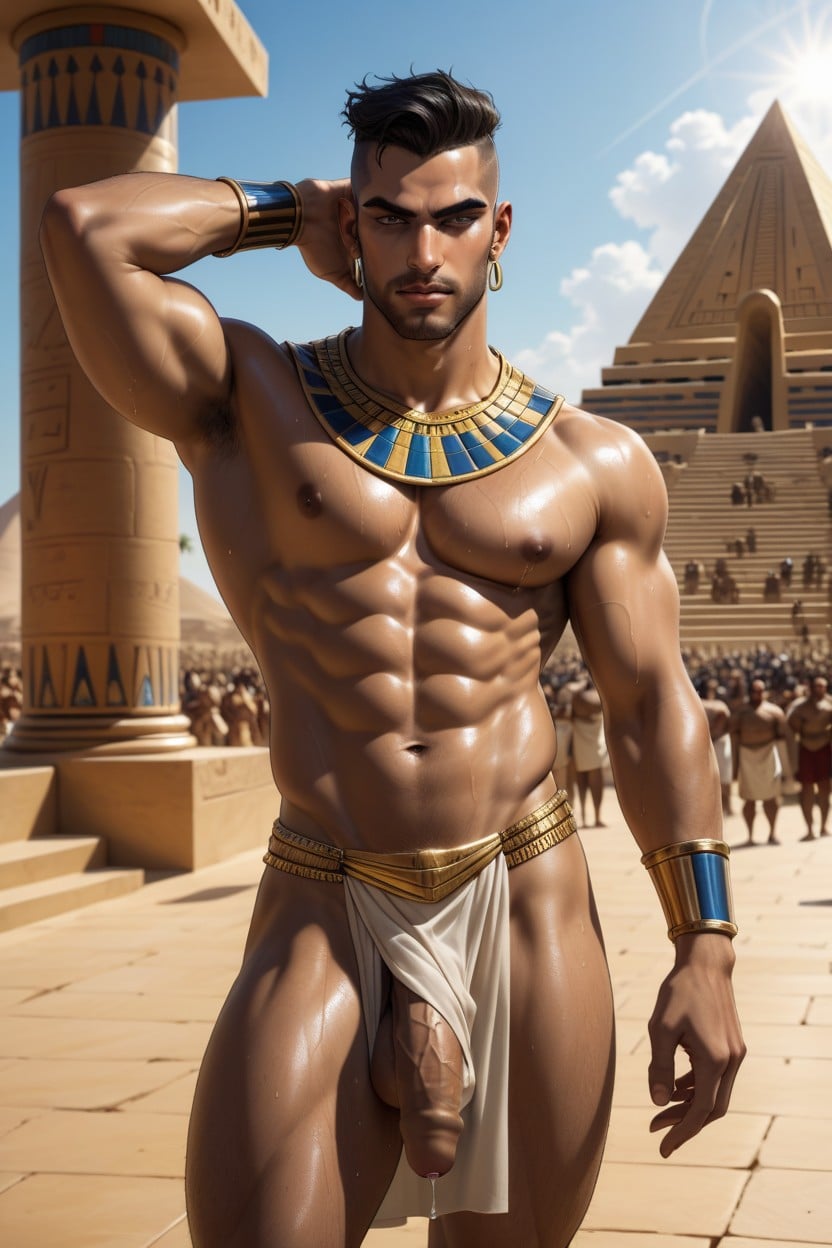 Topless, Standing Legs Wide, Smooth Skin AI Gay Porn