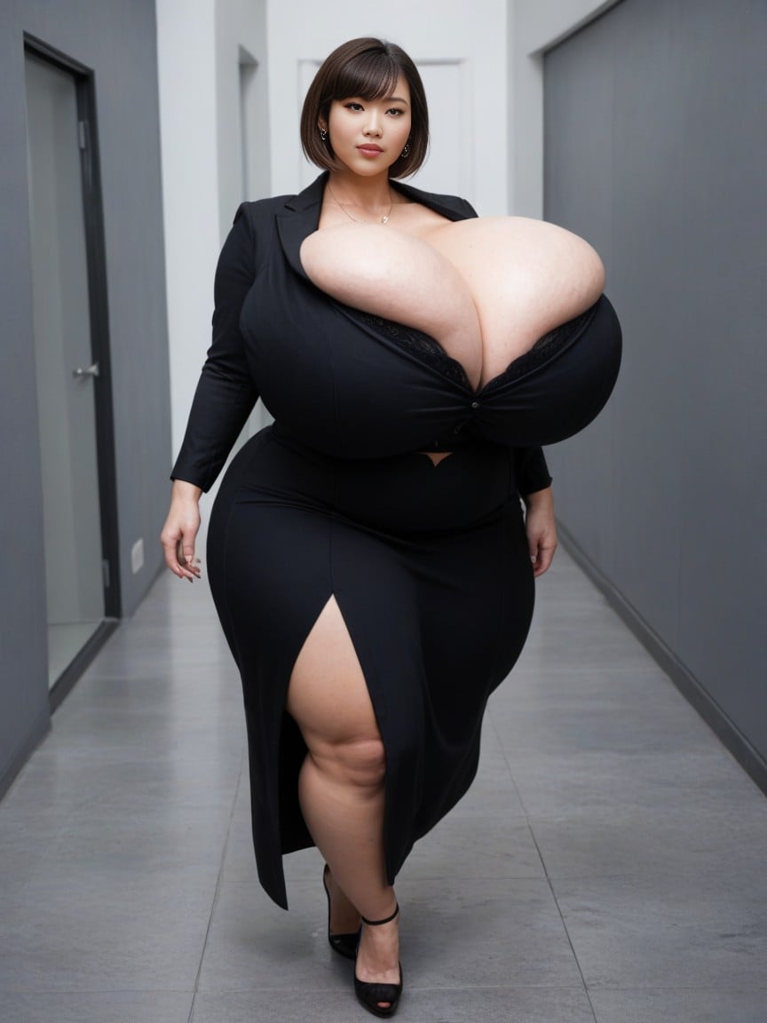 Gigantic Saggy Breasts In Clothes, Gigantic Breasts, Asian Shemale AI Porn