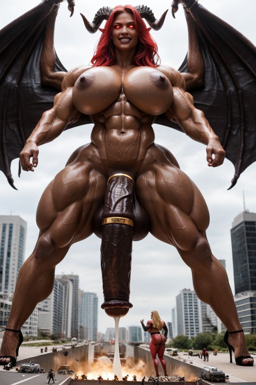 Glowing Eyes, Massive Muscle Delts, Long Legs Shemale AI Porn