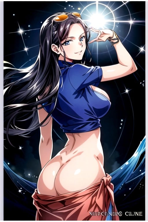 De Cima Para Baixo, Nico Robin (one Piece), Visão Traseira Travesti IA Pornô