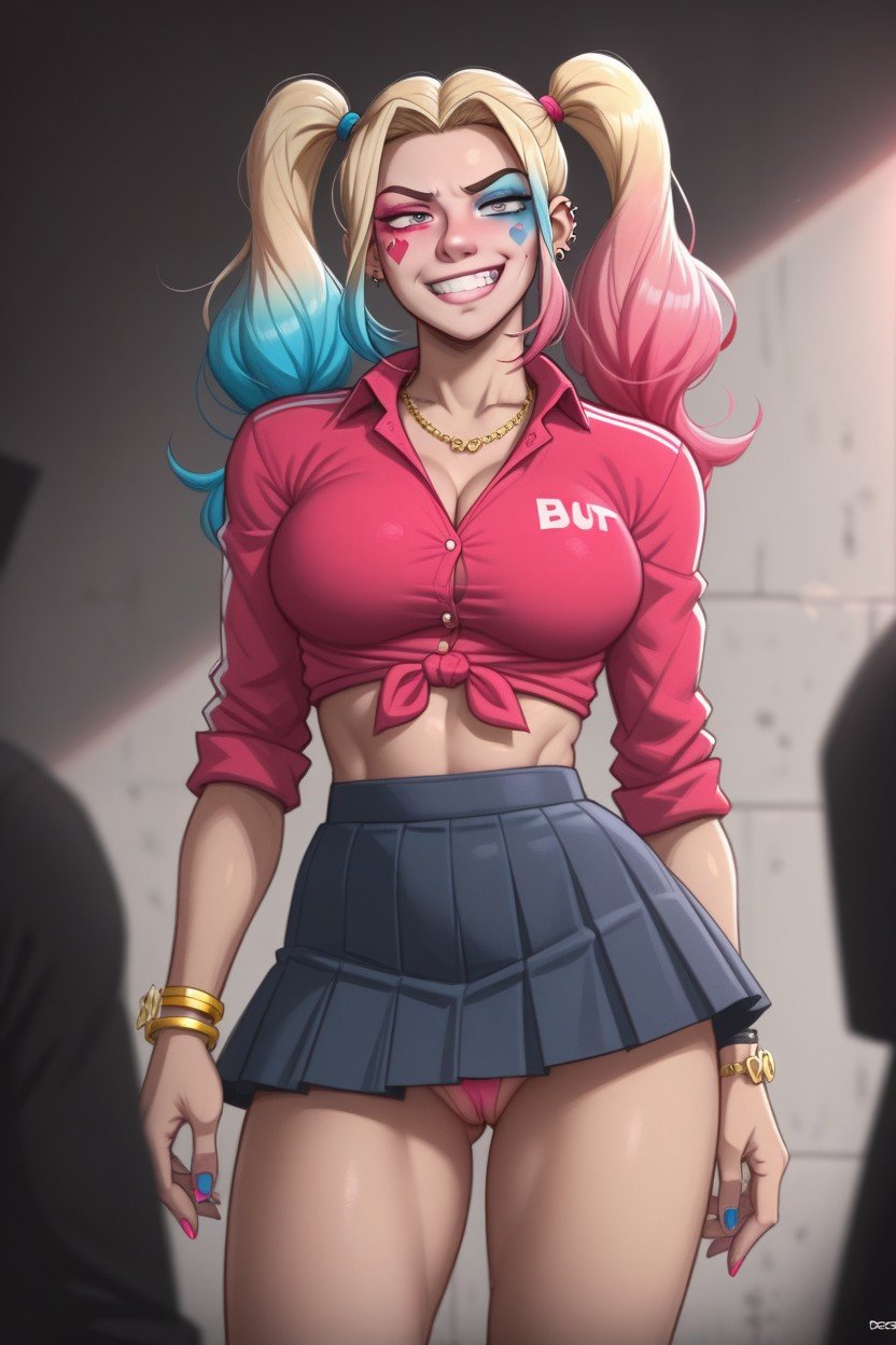 Belly Showing, Harley Quinn From Batman, Showing The PantiesAI黃漫