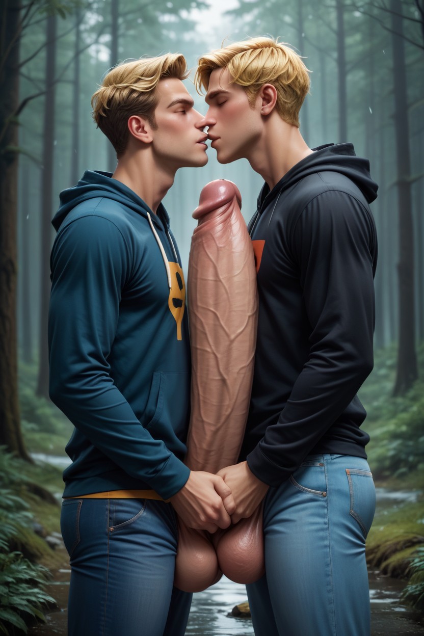 Eyes Closed, Love, Penis Bigger Than Leg Hooded Penis AI Gay Porn