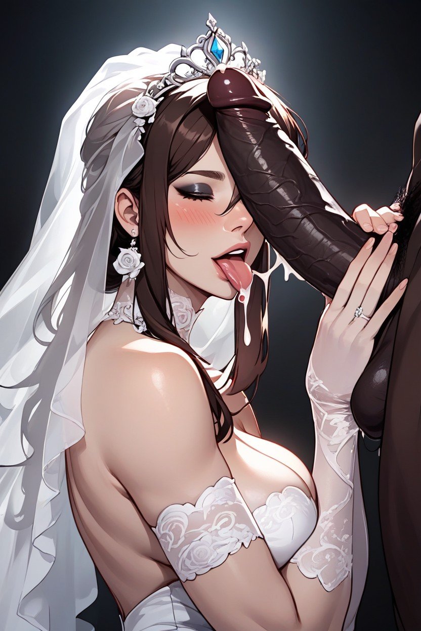 Tall Black Man, Detailed Face, Bridal Lingerie Pornografia peluda com IA