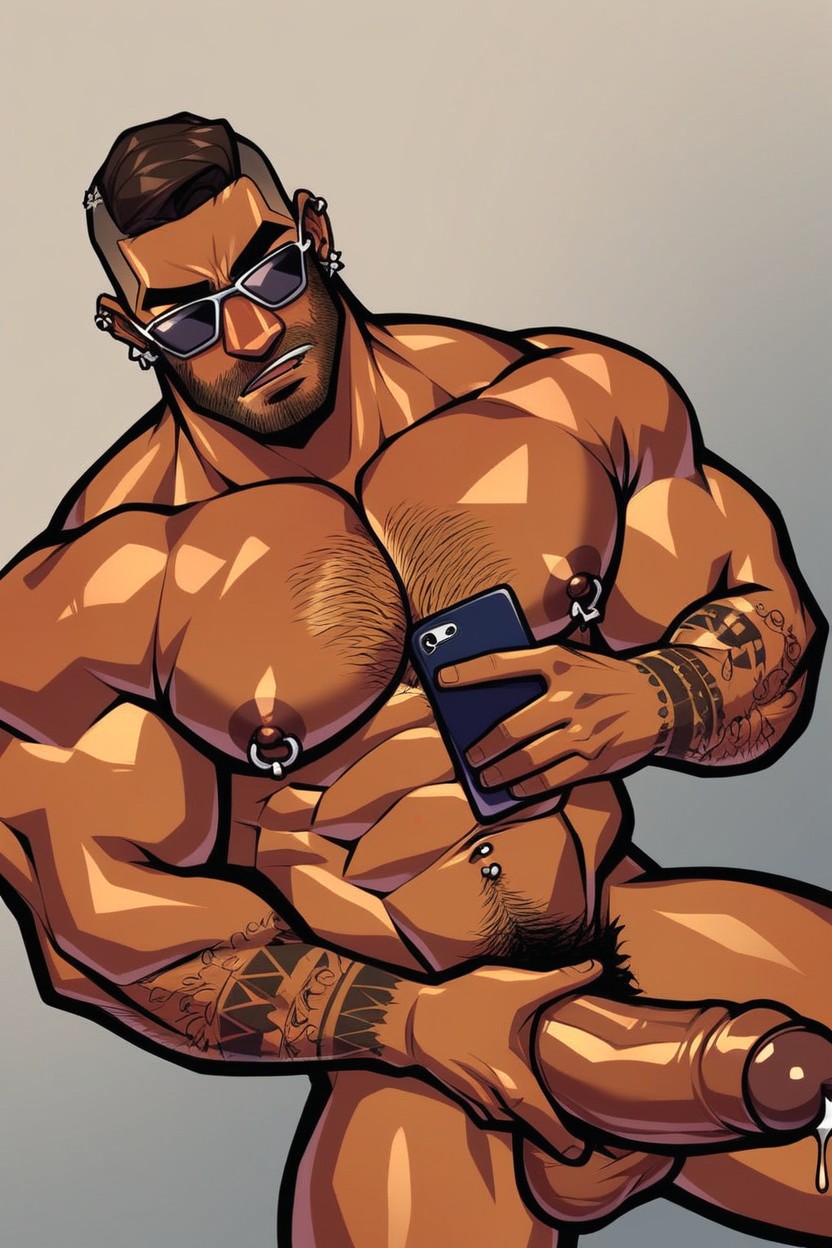 Brunette, Pubic Hair, Loose Sunglasses AI Gay Porn