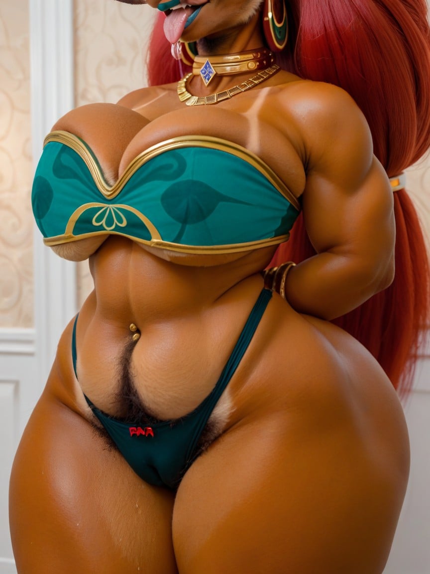 Hyper Massive Pubic Bush, Blushing, Gerudo Pyramids Background人妖AI色情