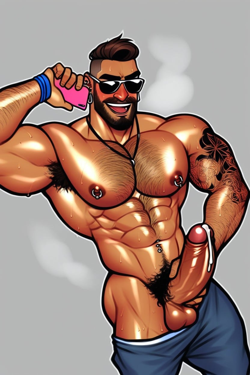 Mischievous (smiling While Blushing), Huge Pecs, Earrings AI Gay Porn