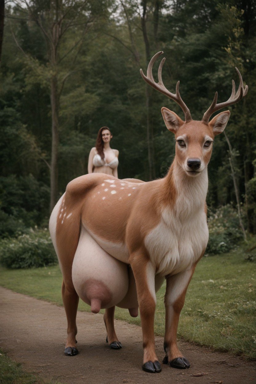 Female With Deer Body, Huge Gigantic Hyper Teats On Deer, Colosel Massive Heavy Teats On Deer BodyPorno IA transsexuelle