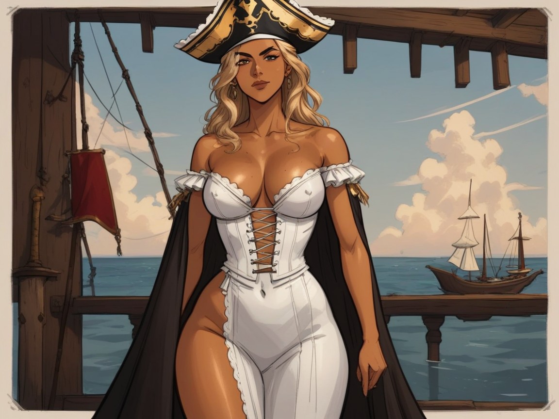 Golden Brown Skin, Afterimage, Pirate Hentai AI Porn