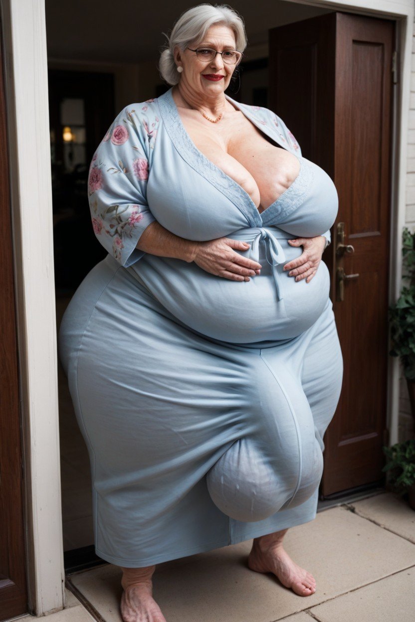 Bunhyper Weight Gain Hyper Obese Massive Cleavage, Gordo, Gigantesco Travesti IA Pornô