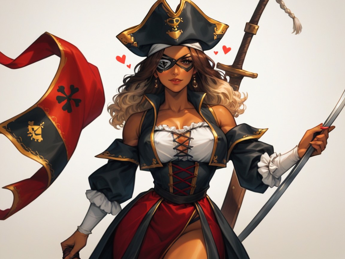 Woman In Ship Crows Nest, Bangs, Blonde Dyed Hair Hentai AI Porn