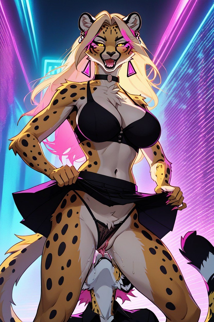 Female Cheetah, Black Spots, Large Fluffy Chest Tuff퍼리 AI 포르노