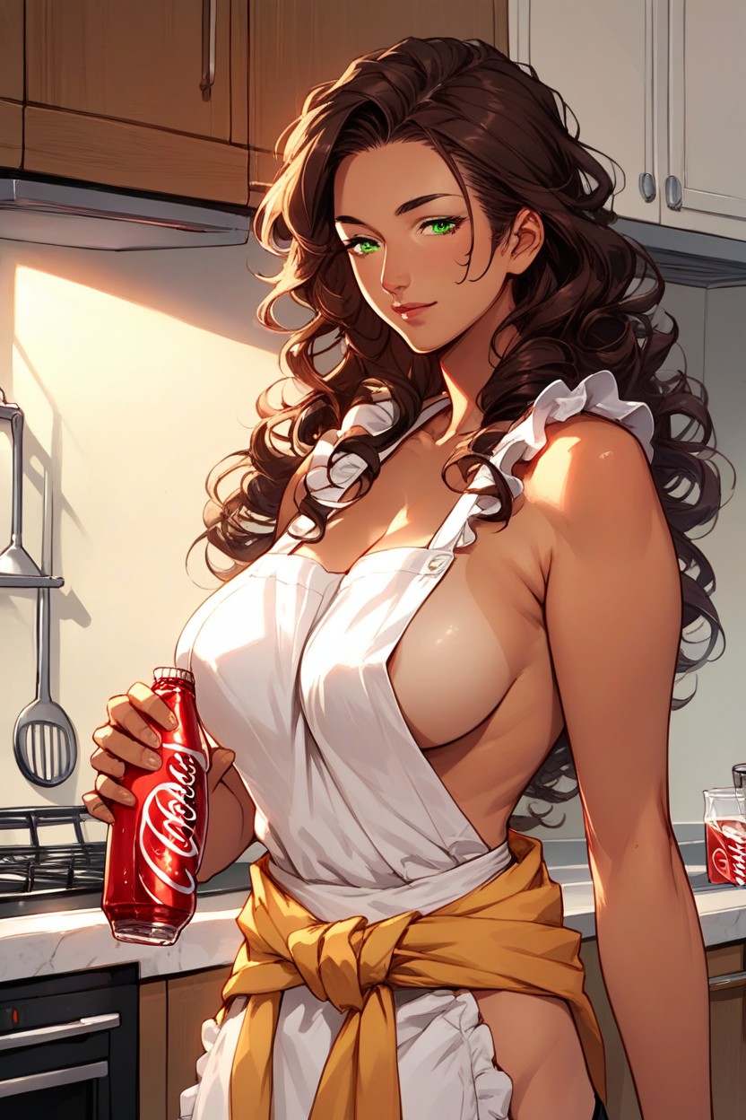 Drinking Coca-cola Bottle, Curly Hair, Green EyesPorno IA Furry