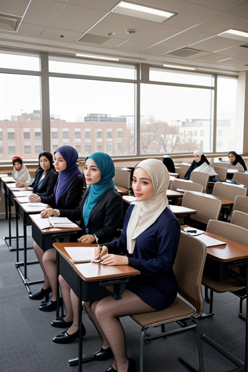 Uniforme, Hijab, Sala De Aula Hentai IA pornografia