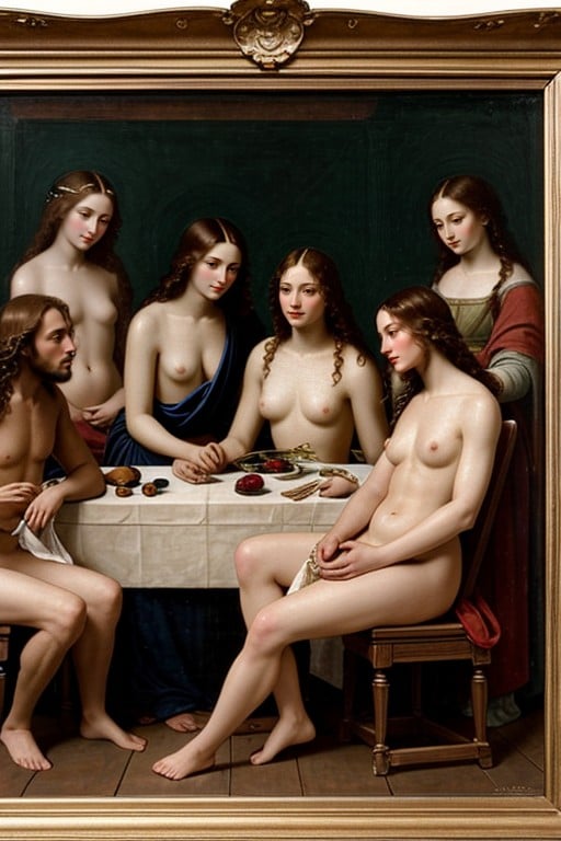 Leonardo Da Vincis, Wine And Paradise Fruits, Realistic Pornografia de IA