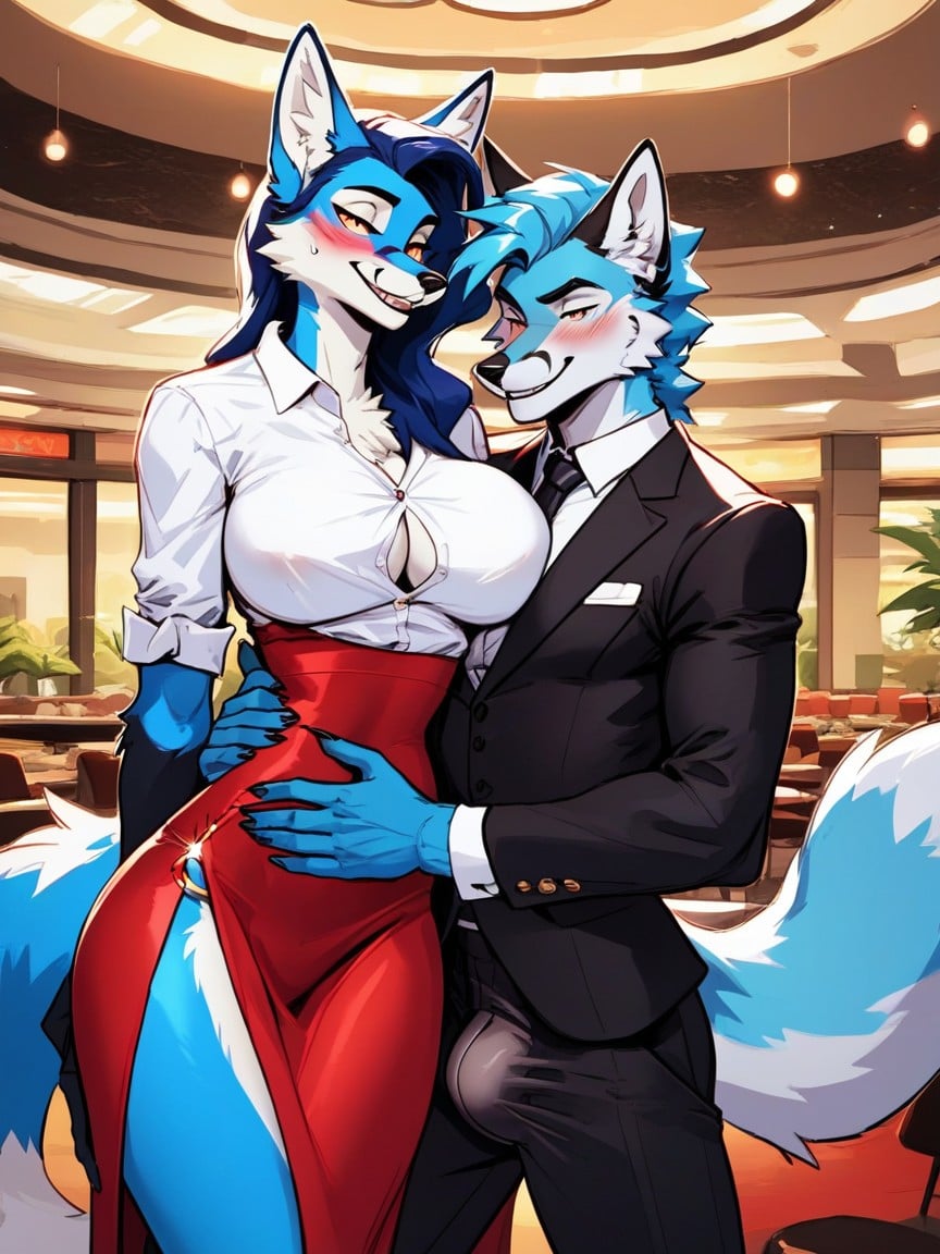 Arm Around Waist, Woman, White Button Up ShirtPorno IA Furry