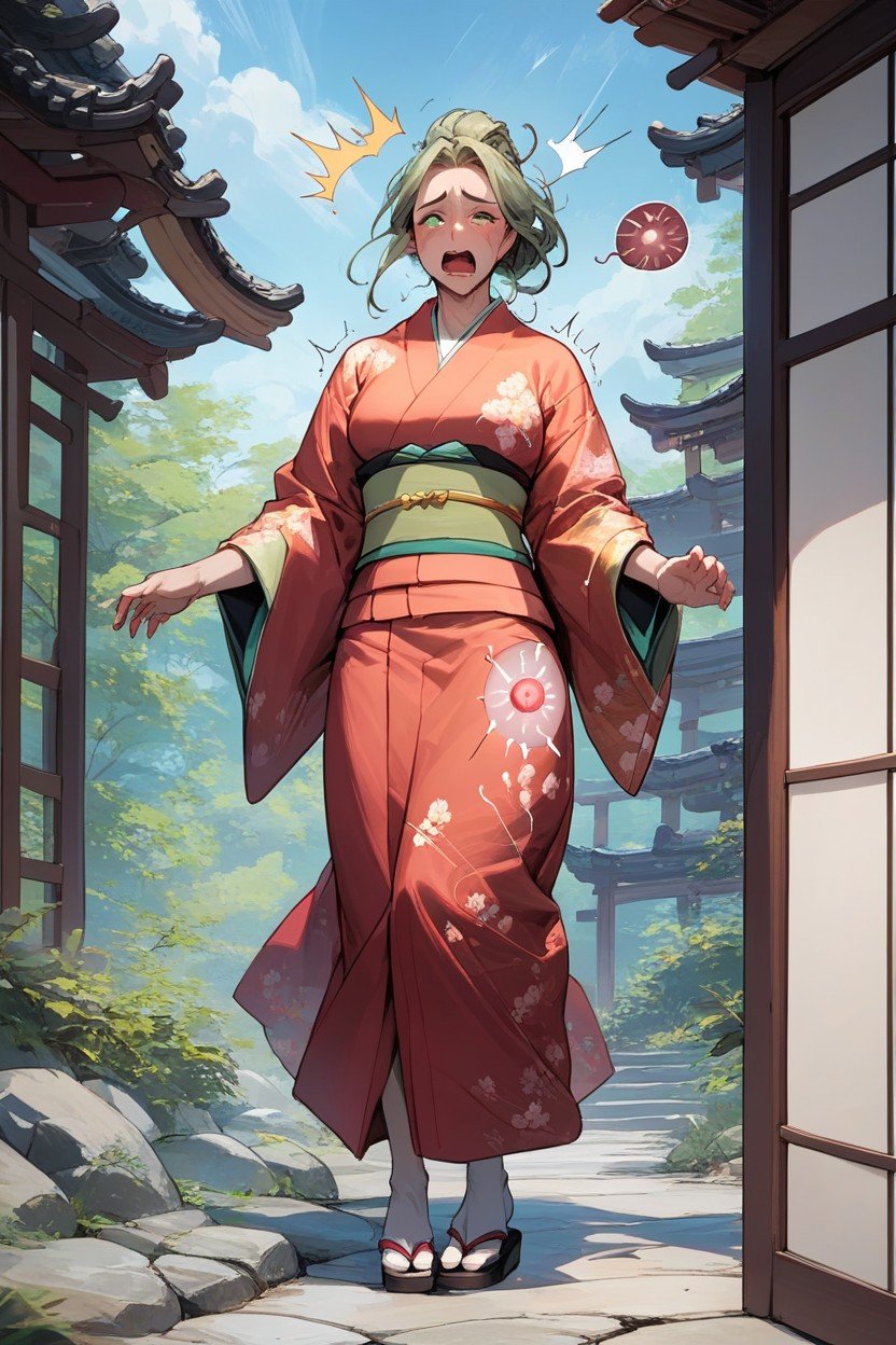 Kimono, Orgásmica, Ojos VerdesPorno AI