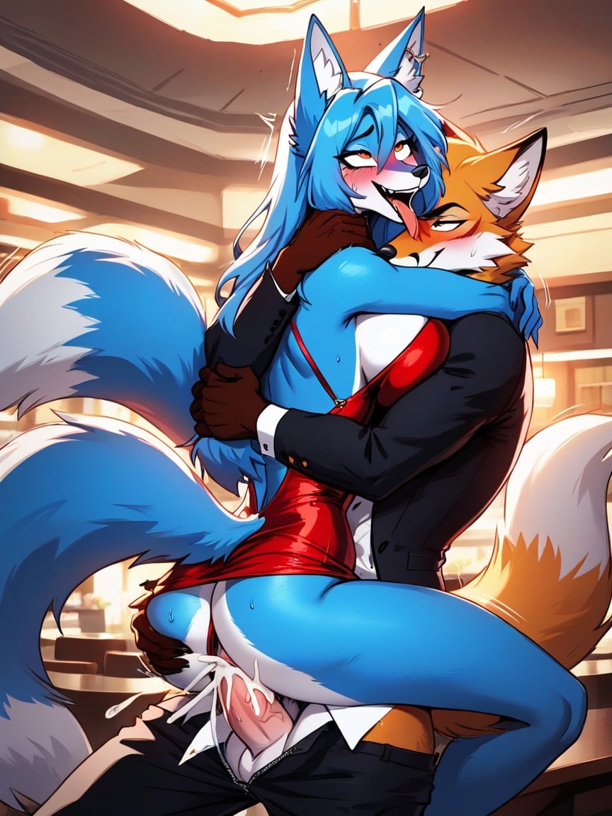 Blushing, Cleavage, Sexo En BrazosPorno AI Furry