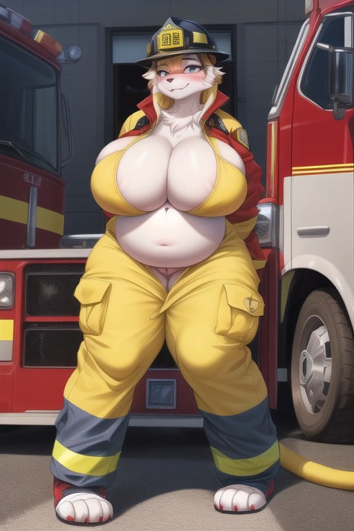 Caliente, Culo Redondeado, BomberoPorno AI Furry