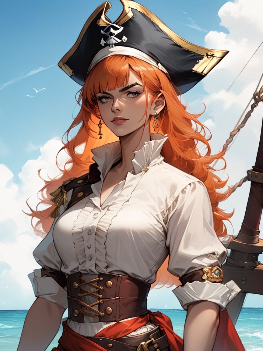 Capitaine Pirate, Poitrine Moyenne, Grande LongueurPorno IA Furry