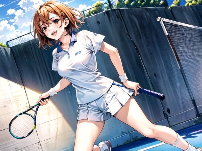 Cul Moyen, Face Is The Cutest Japanese, Standing Alone On The Court With A Tennis RacketPorno IA