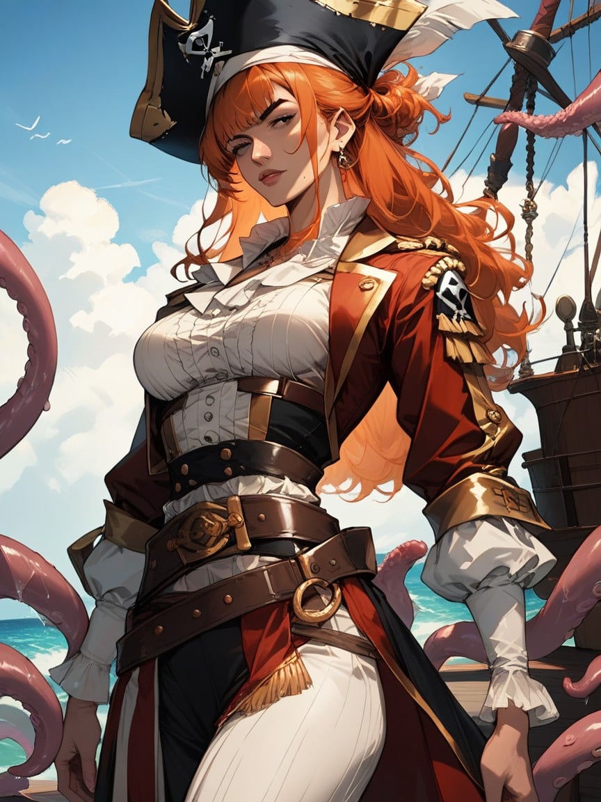 Surrounded By Tentacles, On A Pirate Ship, 長髮AI黃片