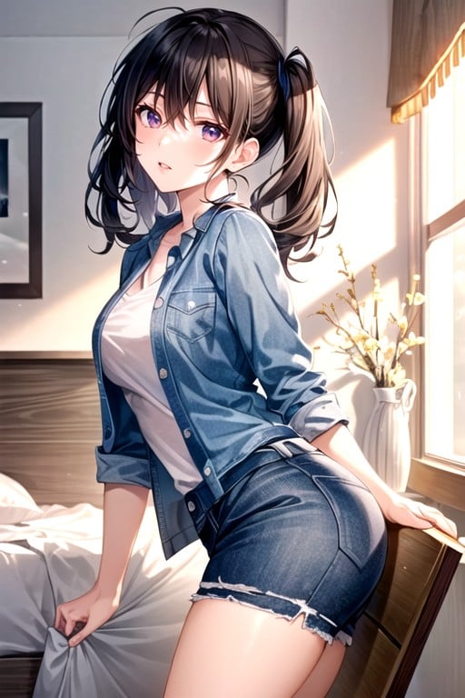 Pigtails, Bedroom, Sfw AI Porn