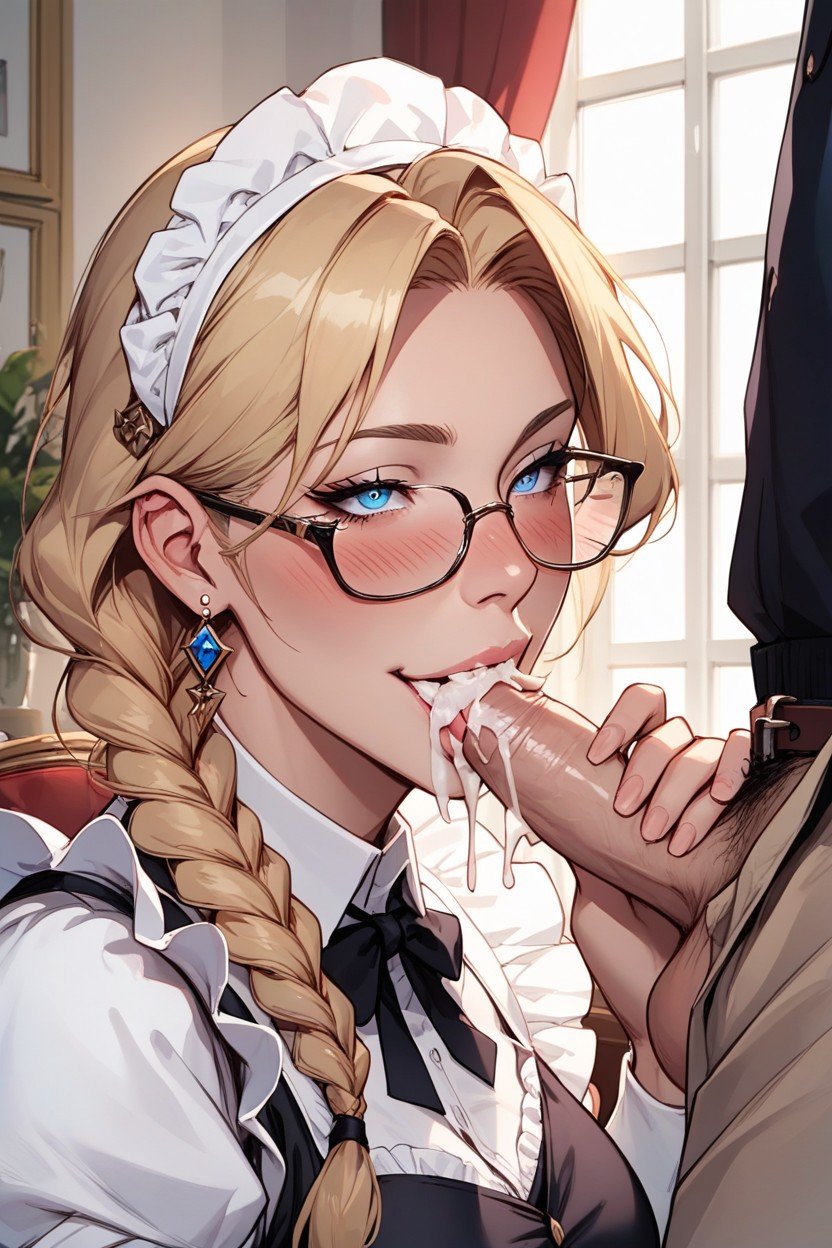 Domestique Française, In Maid Outfit Blowjob, LunettesPorno IA Furry