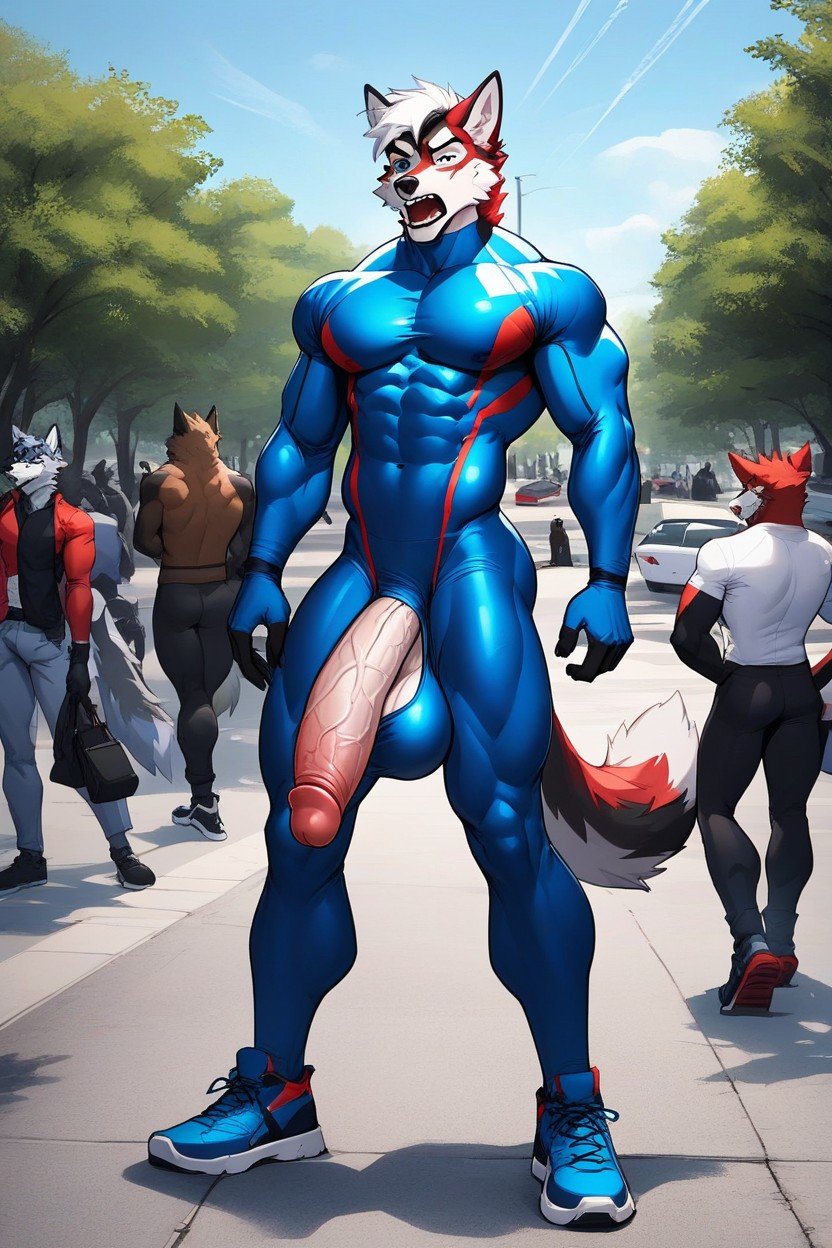 Shocked Bystanders, Tight Spandex Clothing, OutsidePorno AI Furry