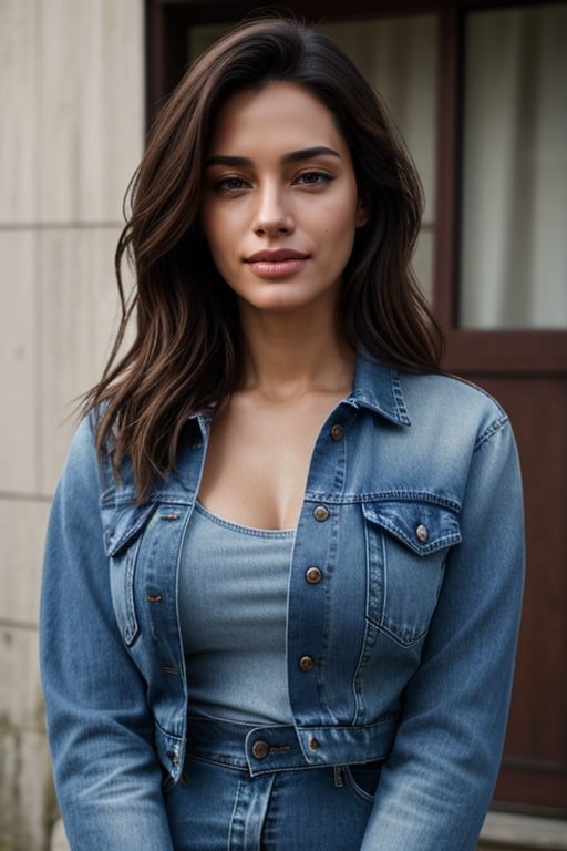 Jeans, Full Body, Biting Lip Shemale AI Porn